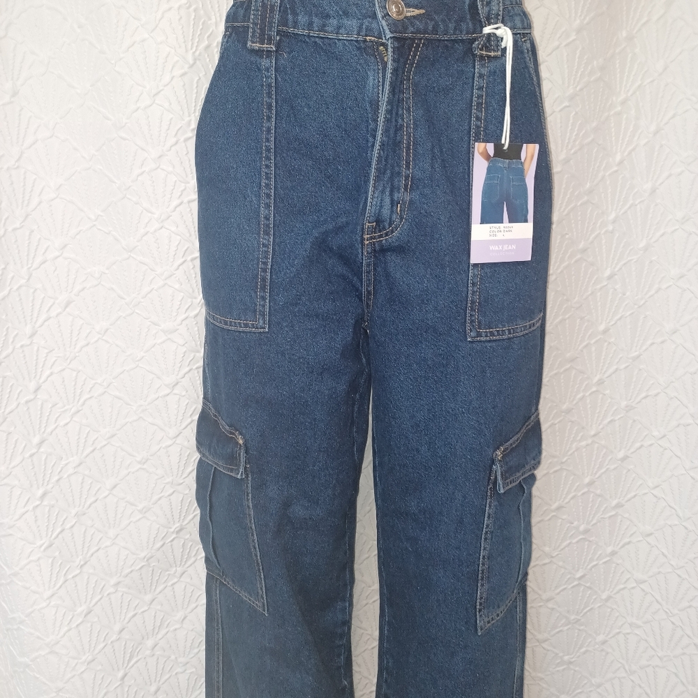 Wax Jean Collection Women New Size L Classic Blue Denim Pants - Picture 3 of 16
